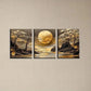 3pcs Enchanting Golden Sun and Mountains Metal Print Ready to Hang Art