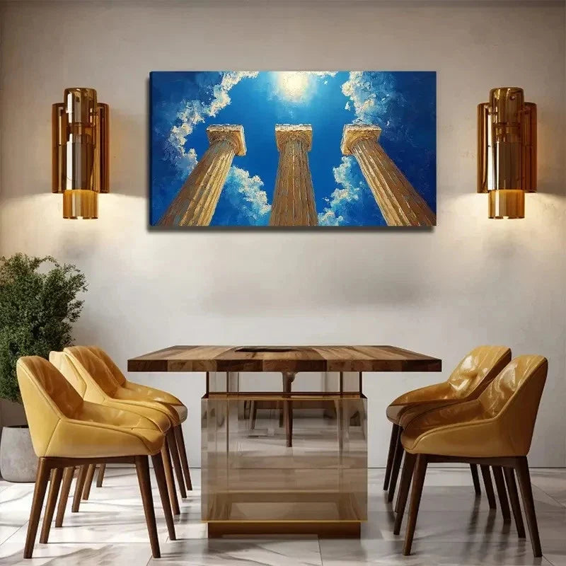 Large Roman Column Decor Wall Art Canvas Office Home Room Framed 120x60cm