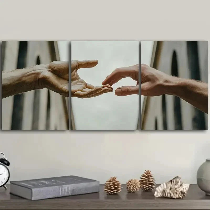 3pcs Mutual Attraction of Hands Design Metal Print Ready to Hang Art