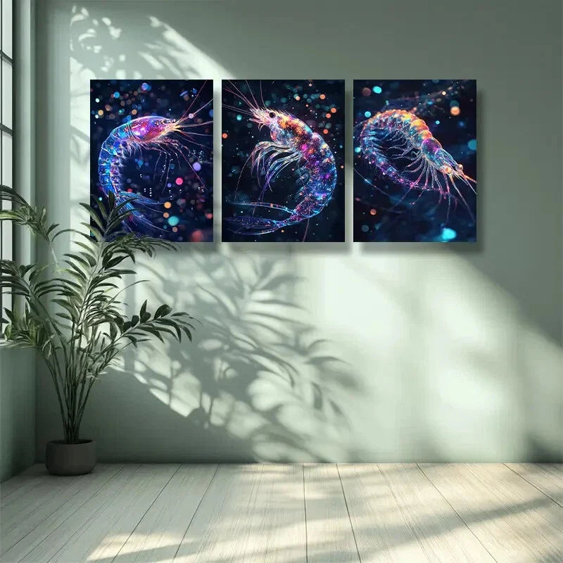 3pcs Shrimp, dream Wall Art Set Canvas Framed 40x60cm -High Quality Print 100% Australian Made Wall Canvas Ready to Hang