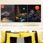 3pcs Featuring A Starry Sky Nature Moon Wall Art Set Canvas Framed 40x60cm - High Quality Print 100% Australian Made Wall Canvas Ready to Hang
