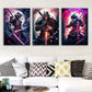 3pcs Sword Warrior Modern Fantasy Metal Print Ready to Hang Art