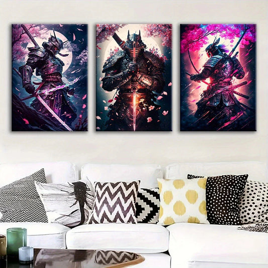 3pcs Sword Warrior Modern Fantasy Metal Print Ready to Hang Art