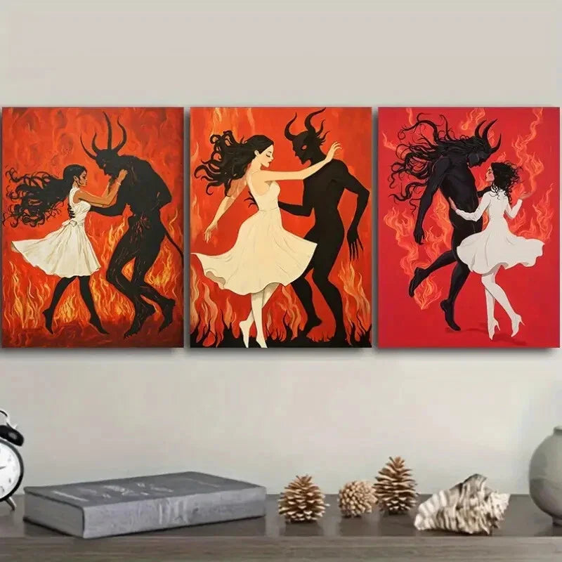 3pcs The Girl and the Beast Wall Art Set Canvas Framed 40x60cm - High Quality Print 100% Australian Made Wall Canvas Ready to Hang