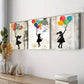 3pcs Featuring a Girl with Balloons Decorating Wall Art Set Canvas Framed 40x60cm - High Quality Print 100% Australian Made Wall Canvas Ready to Hang