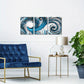 3pcs Abstract Circle Line Black & Blue Metal Print Ready to Hang Art