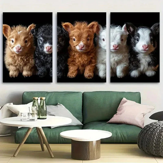 3pcs Cute Farmhouse Animal Metal Print Ready to Hang Art