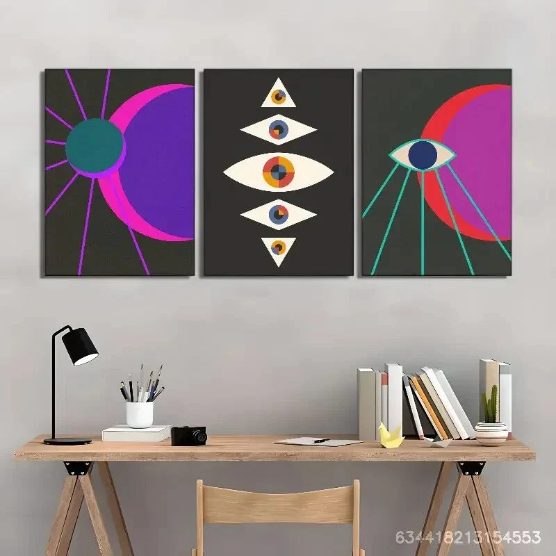 3pcs Touch of Sophistication All Seeing Eye Metal Print Ready to Hang Art