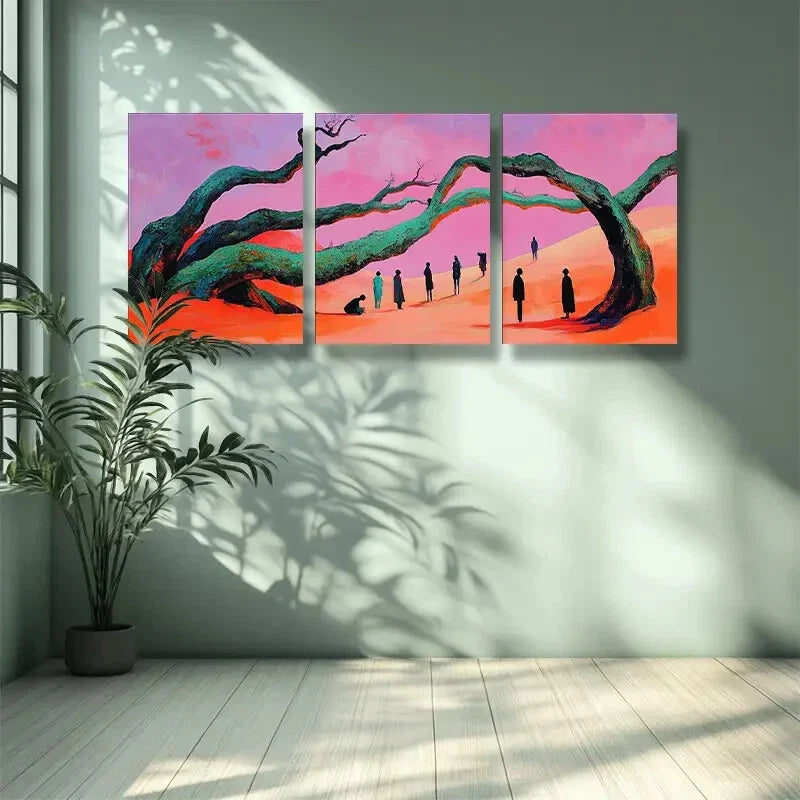 3pcs The pink desert Metal Print Ready to Hang Art
