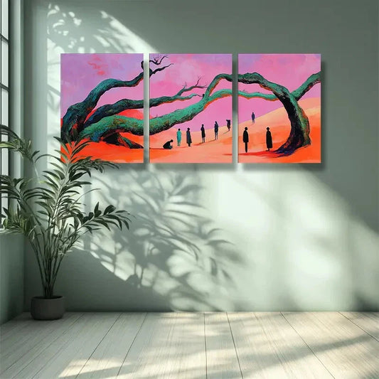 3pcs The pink desert Metal Print Ready to Hang Art