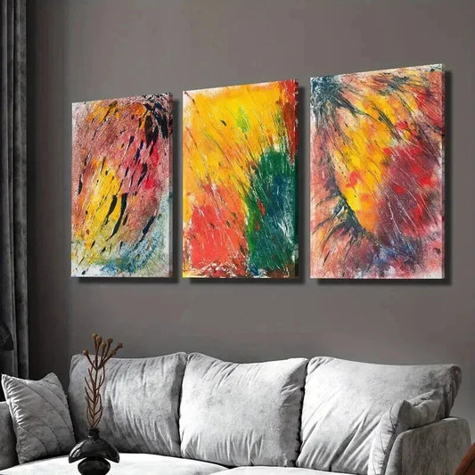 3pcs Watercolor Colorful Abstract Painting Wall Art Set Canvas Framed 40x60cm - High Quality Print 100% Australian Made Wall Canvas Ready to Hang