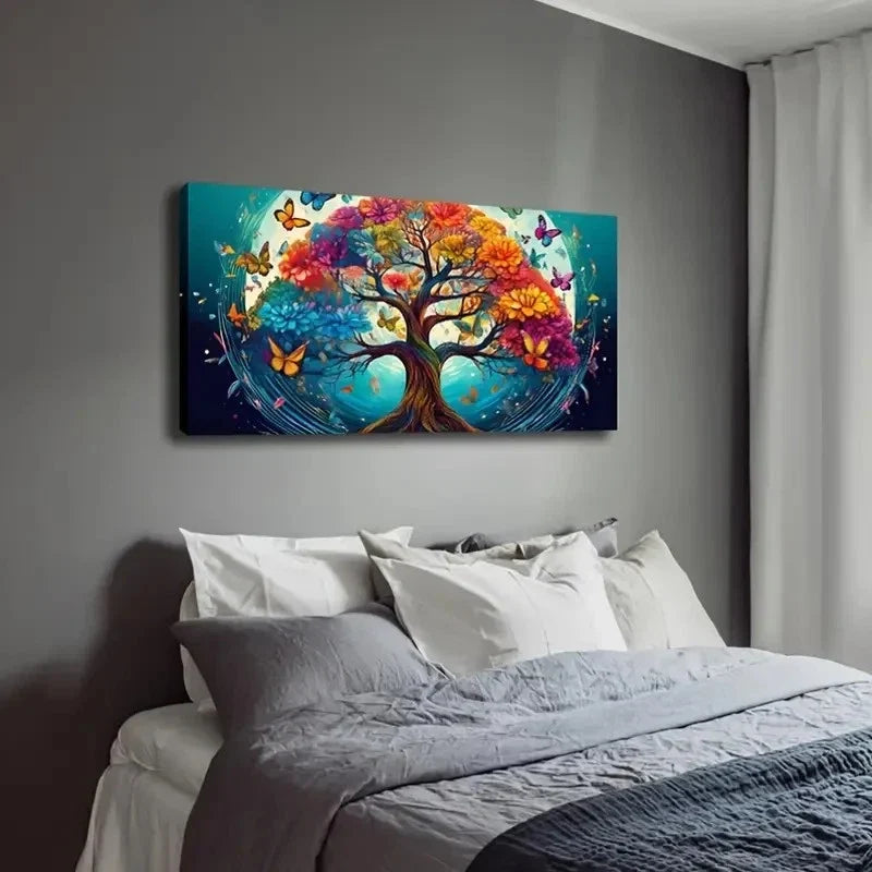 Colorful Nature-Inspired Tree Wall Art Canvas Office Home Room Framed 120x60cm