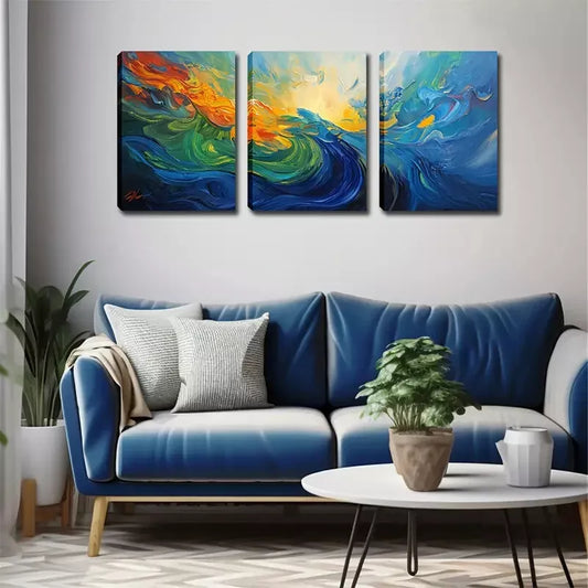 3pcs   Abstract Sea Water Wall Art Set Canvas Framed 40x60cm - High Quality Print 100% Australian Made Wall Canvas Ready to Hang
