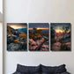 3pcs Switzerland, sunset in Saxon Switzerland Metal Print Ready to Hang Art