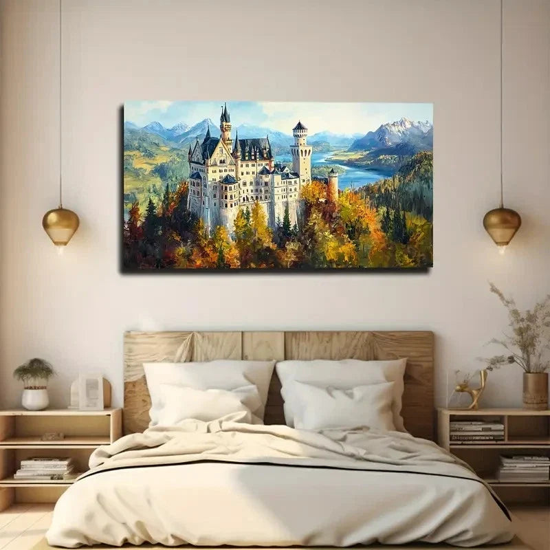 Fairy Tale Dream Castle Wall Art Canvas Office Home Room Framed 80x45cm