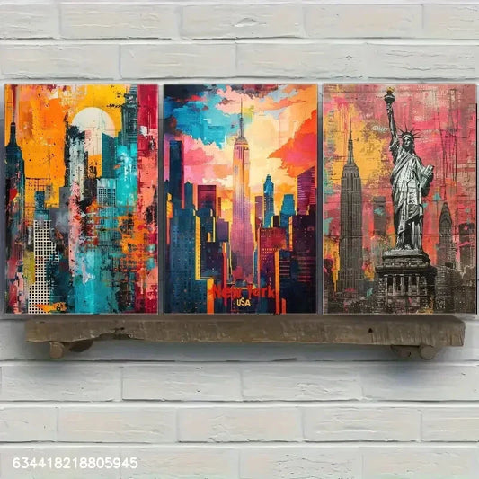 3pcs New York City, New York City Art Poster Metal Print Ready to Hang Art