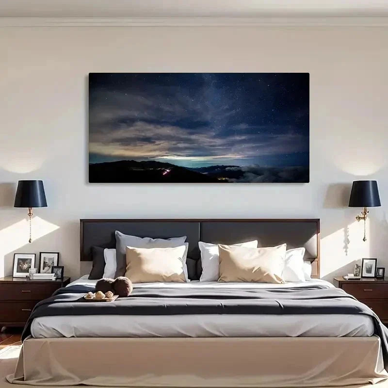 Starry Night Sky Modern Wall Art Canvas Office Home Room Framed 120x60cm