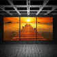3pcs Dock Sunset Stunning Gold Metal Print Ready to Hang Art