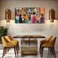 Vibrant Market Scene Wall Art Canvas Office Home Room Framed 80x45cm