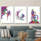 3pcs Rock Climber, Surfer, Mountain Biker  Art Metal Print Ready to Hang Art