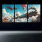 3pcs Charming Flying Train Canvas Framed 40x60cm - High Quality Print 100% Australian Made Wall Canvas Ready to Hang
