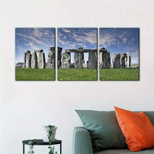 3pcs Beautiful Scenery Mysterious Stonehenge Metal Print Ready to Hang Art