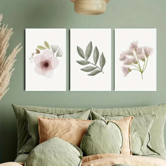 3pcs Blush Floral Nursery Design Metal Print Ready to Hang Art