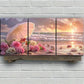 3pcs Red Peach Frogs Under Beach Umbrellas Metal Print Ready to Hang Art