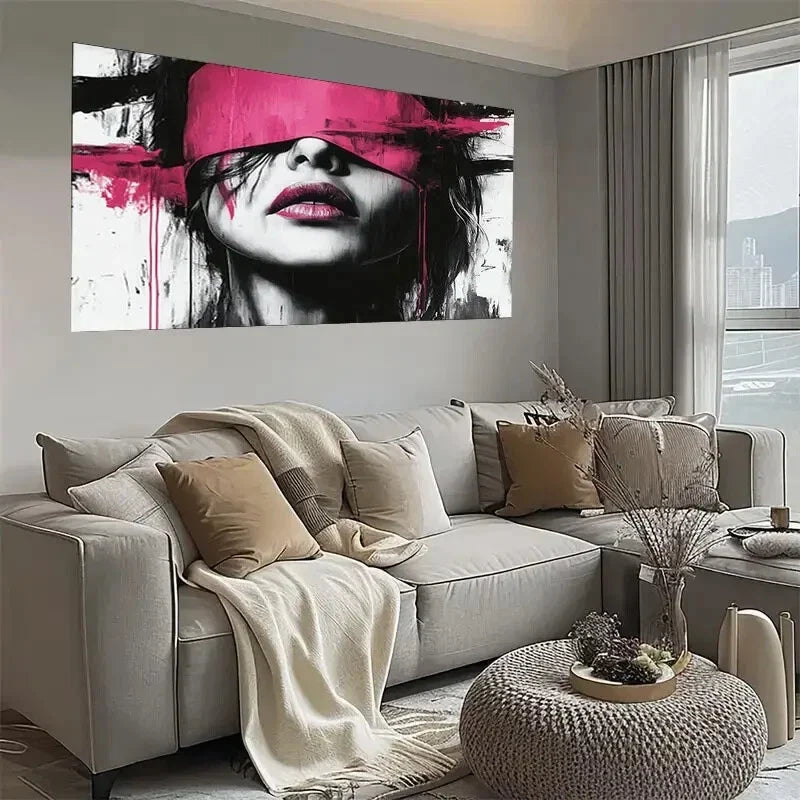 Woman Portrait, Black & White Wall Art wall canvas office home room framed 120x60cm