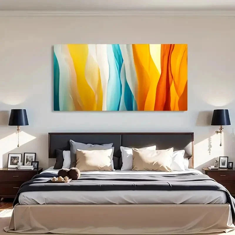 Deco Modern Style Waves Décor Wall Art Canvas Office Home Room Framed 120x60cm
