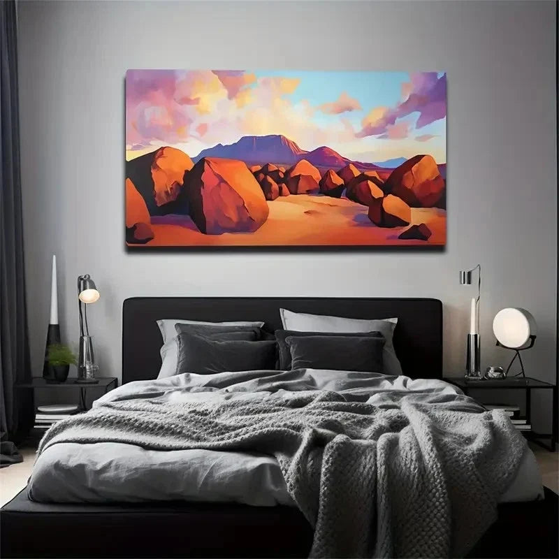 Stones In The Desert Wall Art Canvas Office Home Room Framed 80x45cm