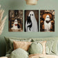 3pcs Ghosts and Cats Painting Metal Print Ready to Hang Art