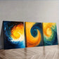 3pcs Swirling Patterns Yellow And Blue Water Wall Art Set Canvas Framed 40x60cm - High Quality Print 100% Australian Made Wall Canvas Ready to Hang