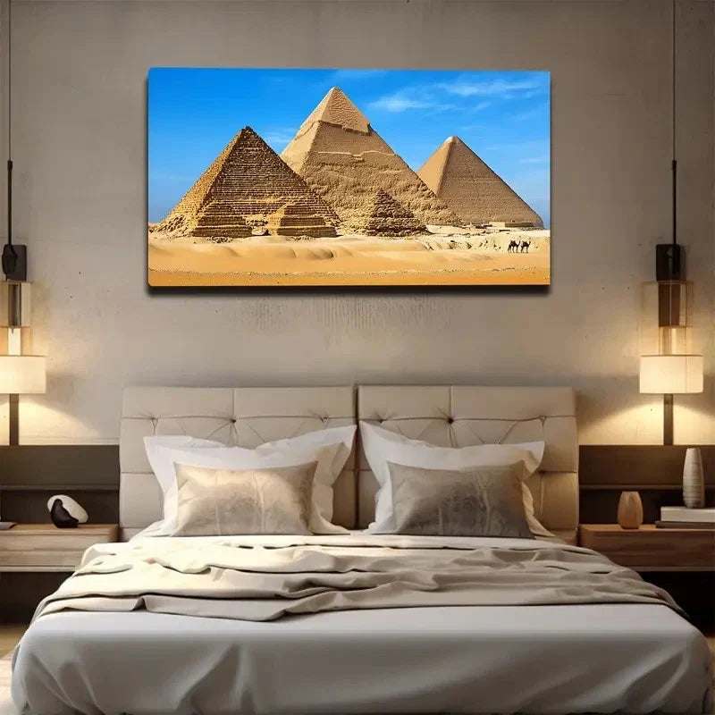 Egyptian Pyramids Desert Wall Art Canvas Office Home Room Framed 80x45cm