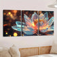 3pcs Vibrant Lotus Flower Light Blue Gold Rounds Wall Art Set Canvas Framed 40x60cm - High Quality Print 100% Australian Made Wall Canvas Ready to Hang