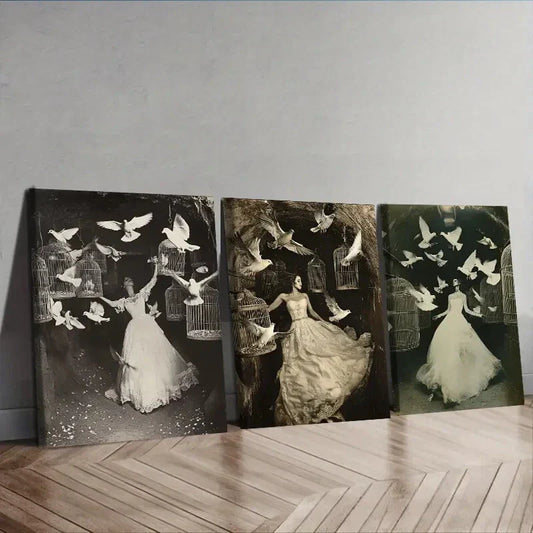 3pcs The trapped bride   Wall Art Set Canvas Framed 40x60cm - High Quality Print 100% Australian Made Wall Canvas Ready to Hang