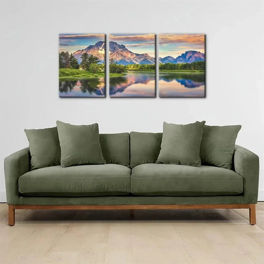3pcs Sunset Sunrise Mountain River Forest Metal Print Ready to Hang Art