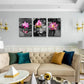 3pcs Featuring Green Plants And Flowers  Metal Print Ready to Hang Art