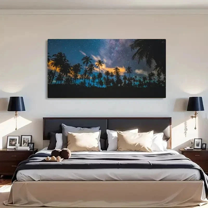 Tropical Palm Trees Landscape Wall Art Canvas Office Home Room Framed 120x60cm