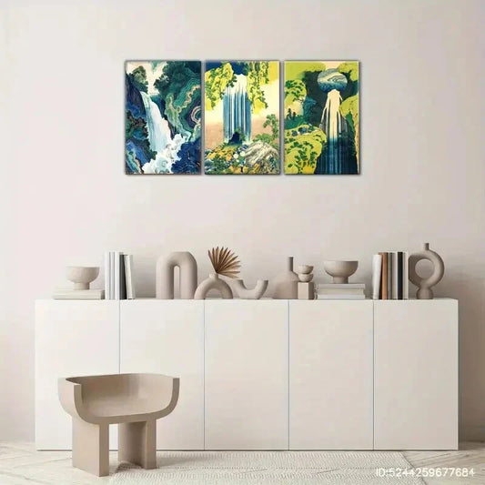 3pcs Cat and Frog in for Lotus Pond Dark Blue Metal Print Ready to Hang Art