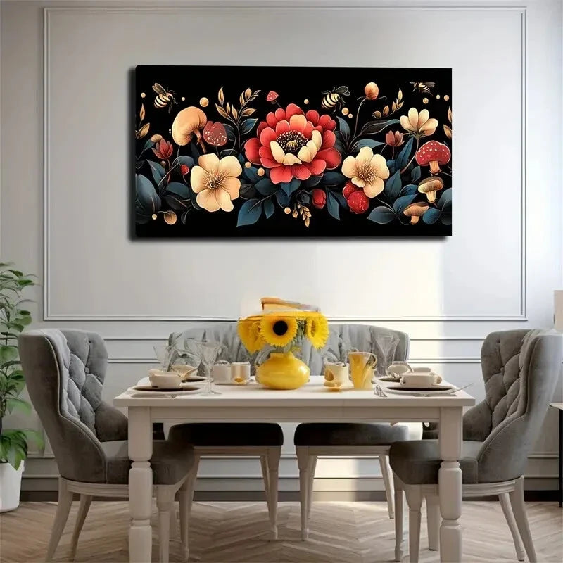 Modern Minimalist Floral Wall Art Canvas Office Home Room Framed 120x60cm