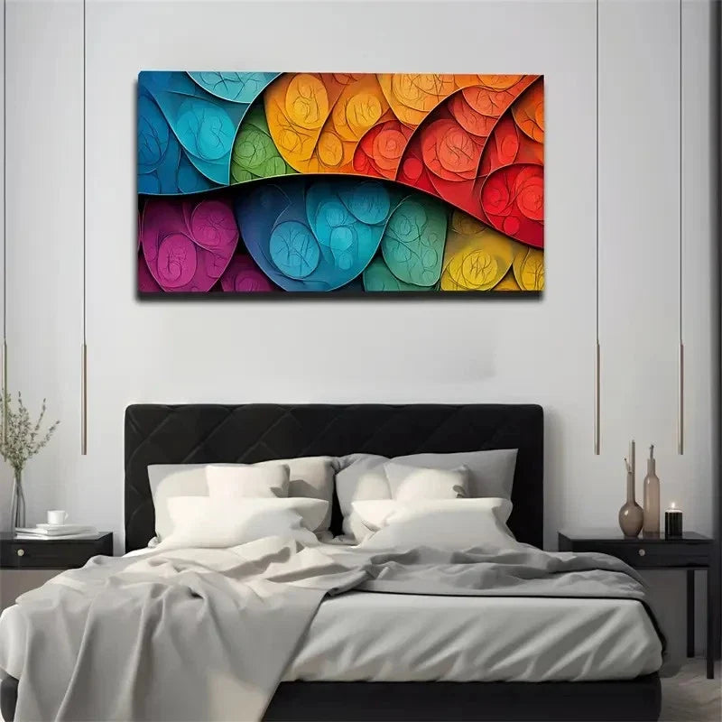 Colorful Abstract Leaves Wall Art Canvas Office Home Room Framed 120x60cm