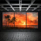 3pcs Palm Tree & Sunset Beach Metal Print Ready to Hang Art