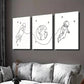 3pcs Earth Rocket Astronaut Line Drawings Wall Art Set Canvas Framed 40x60cm - High Quality Print 100% Australian Made Wall Canvas Ready to Hang