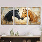 3pcs Black Bay and Brown Rustic Horses Metal Print Ready to Hang Art