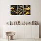 3pcs River of Golden, Golden Abstract, Golden Peak Metal Print Ready to Hang Art