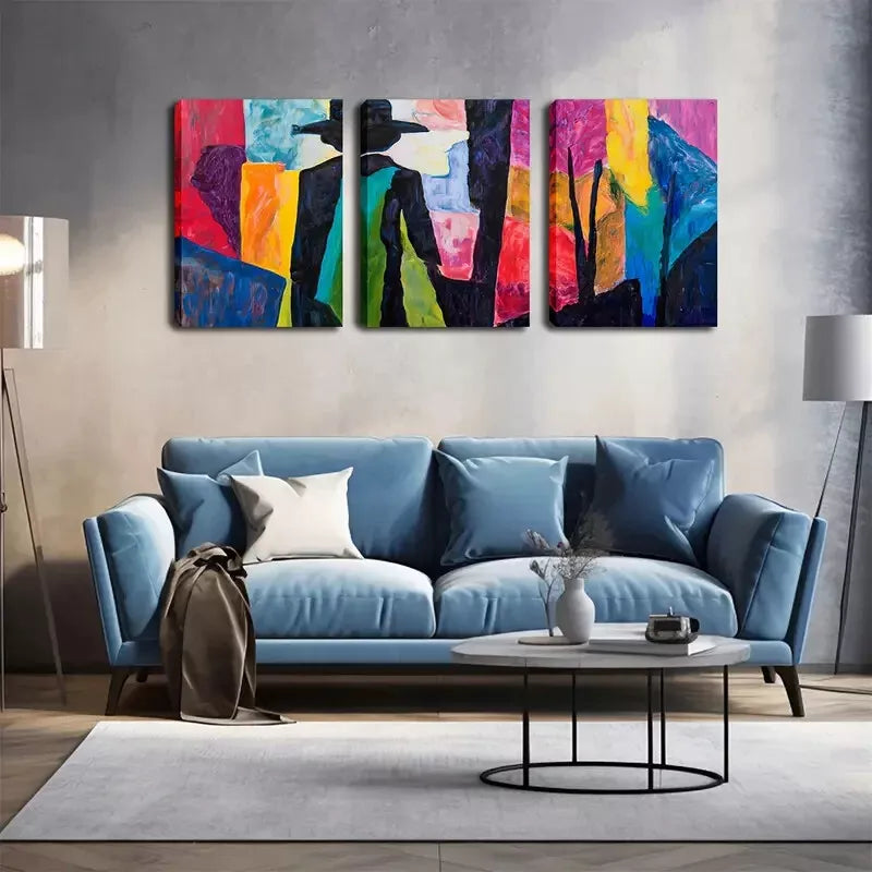 3pcs Abstract for Man's Back Wall Art Set Canvas Framed 40x60cm - High Quality Print 100% Australian Made Wall Canvas Ready to Hang