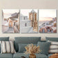 3pcs Santorini Beige Seaside Scenery Metal Print Ready to Hang Art