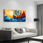 Blue Sailboat On Waves Décor Wall Art Canvas Office Home Room Framed 120x60cm