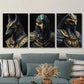 3pcs   Egyptian Mythology Golden Pharaoh & Anubis Art Metal Print Ready to Hang Art